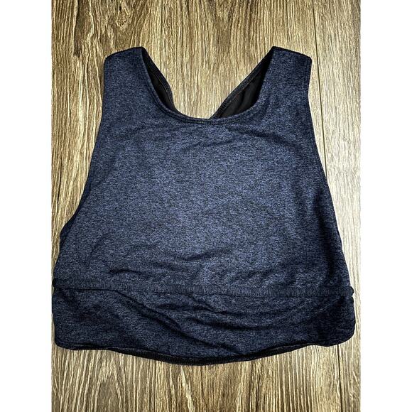 Free People Movement High Neck Sports Bra Womens Small Blue Criss-Cross Back - Picture 1 of 5